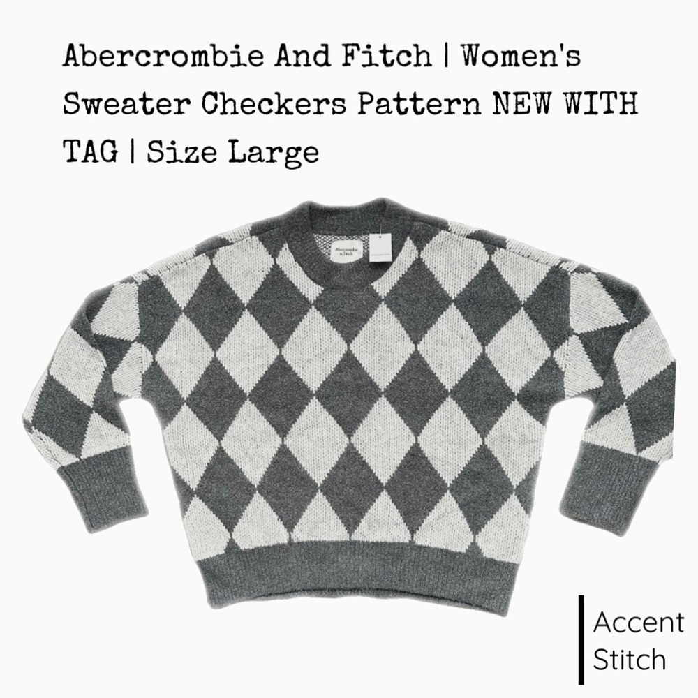 Abercrombie And Fitch | Women’s Vintage Checker Sweater Knitwear | Size Large